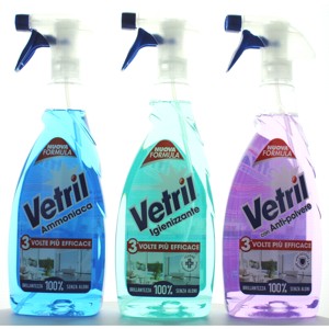 Cassa 12 vetril - (6 ammoniaca - 3 antipolvere - 3 igienizzante) - 650 ml cad. Foto prodotto